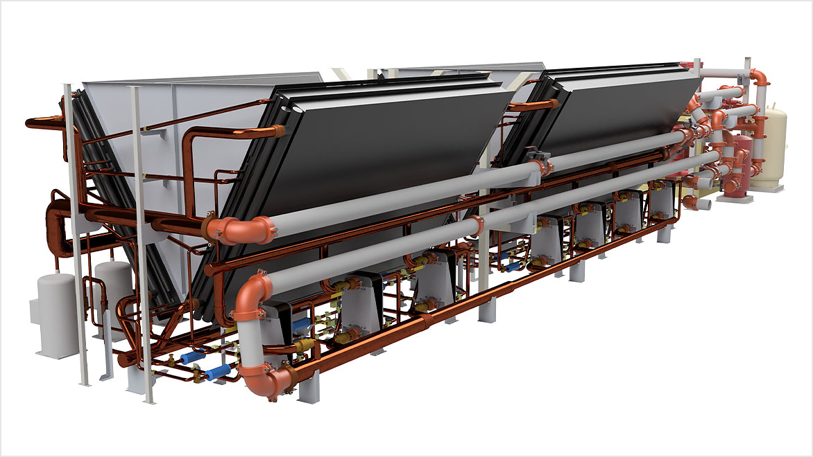 Model showing the components of a water-cooled chiller