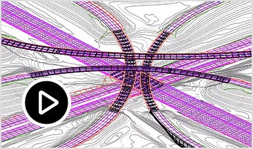 Video: Silent screencast that shows a roadway model and driving simulation in Civil 3D user interface