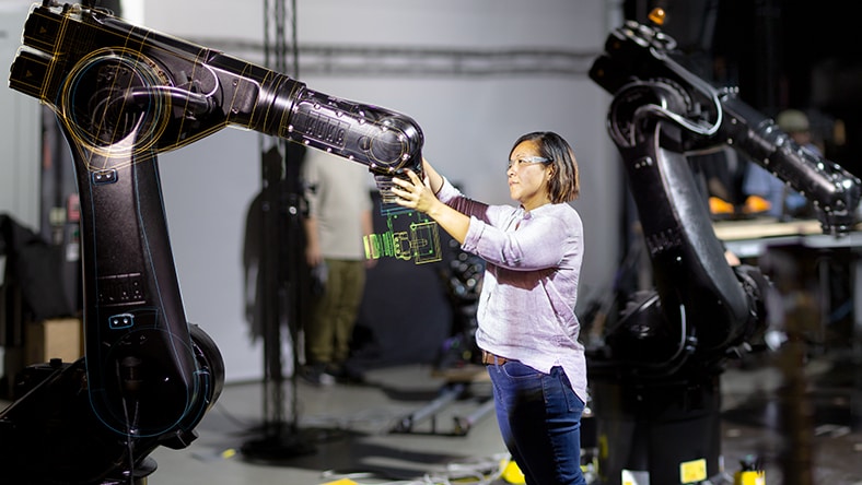 image of woman with robot