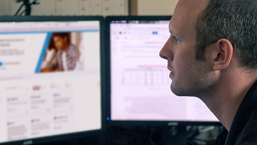 Man working on desktop computer