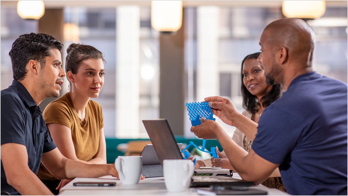 Group of employees having a discussion