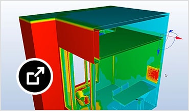 3D model of room with temperature mapped 