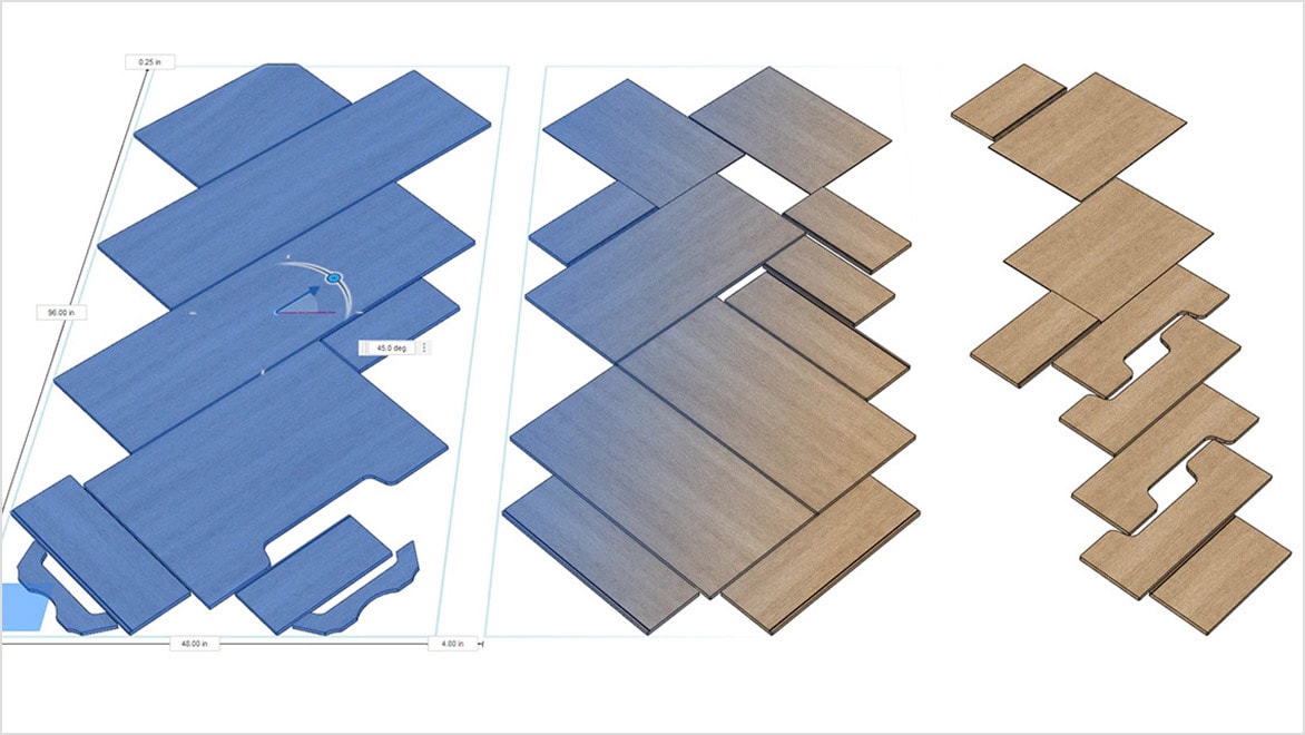 Nesting and fabrication software in use.