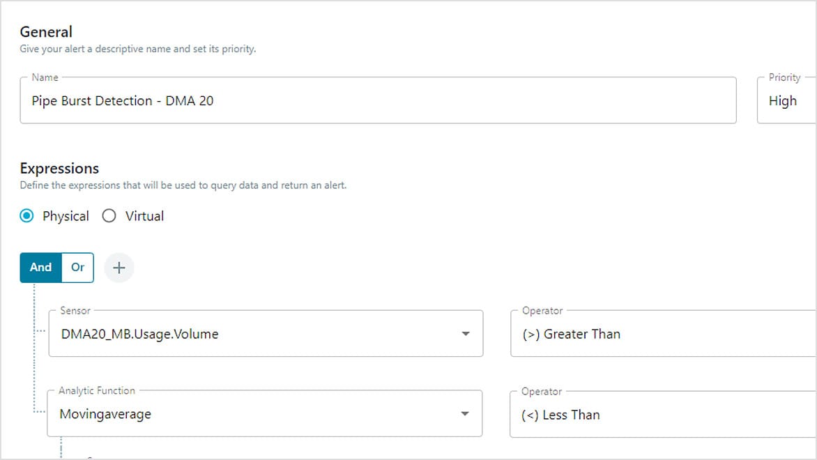 Customizable alert criteria for pipe burst and incident detection