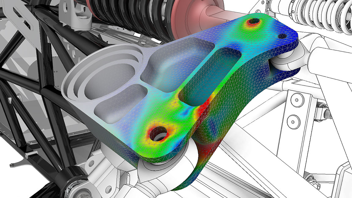 A 3D model of several connected machine parts displaying infrared and thermal imaging  