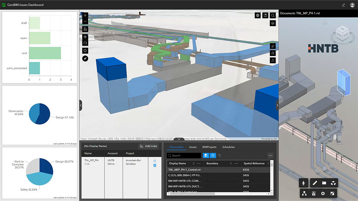 GeoBIM issues dashboard interface